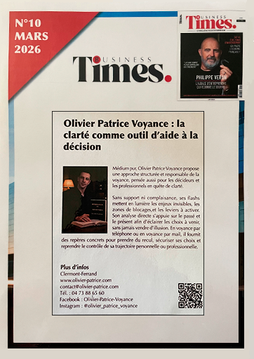 Article Business Times – Olivier Patrice médium reconnu en France