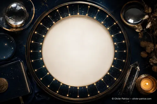 Cadran sobre réunissant les 24 heures miroirs dans un cercle lumineux
